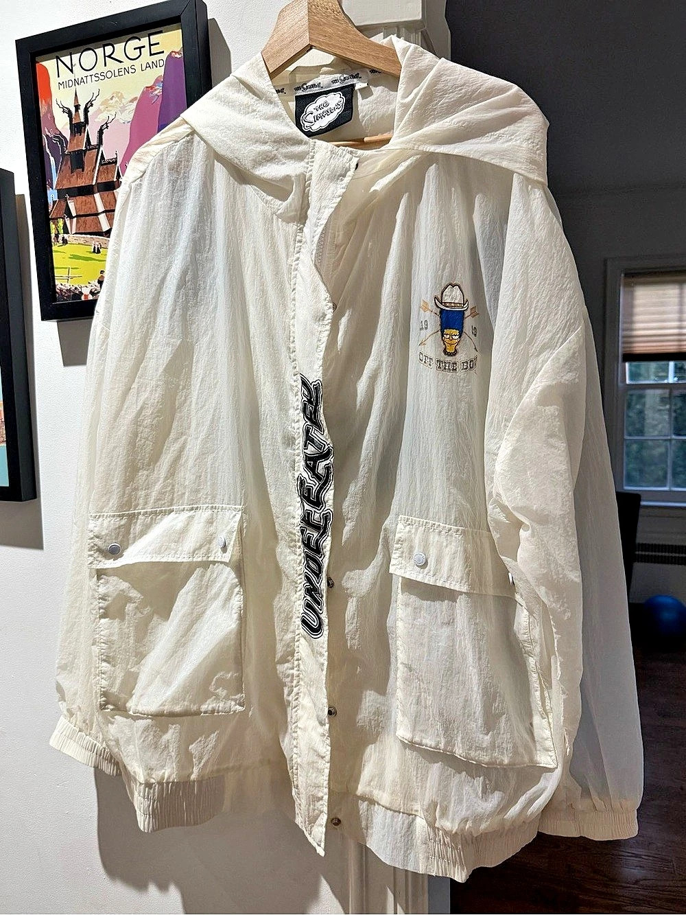 Rare 2014 Undefeated x The Simpsons 25th Anniv. White Nylon Hoodie Jacket